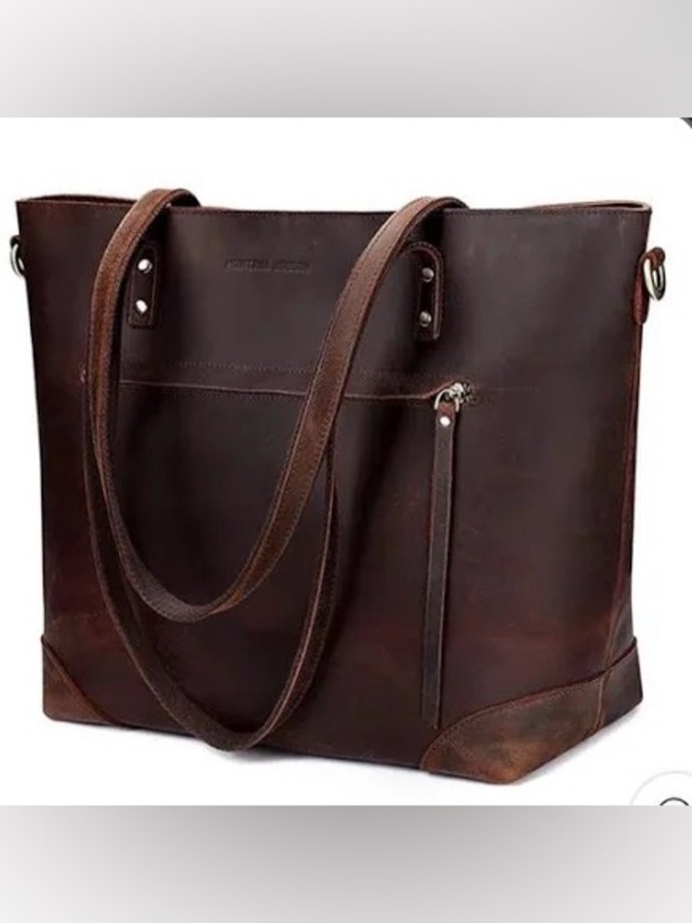 Montana Hudson The Eve Brown Buffalo Leather Full ZIp Tote/Laptop Bag